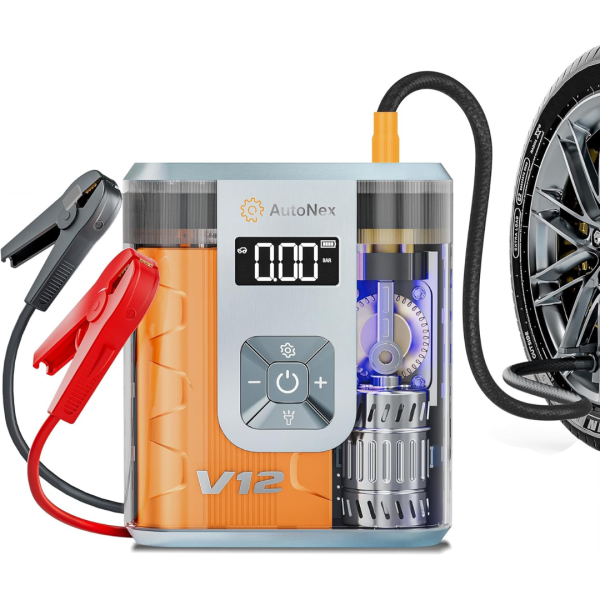 2-in-1 800A 12000mAh Portable Car Jump Starter & 150PSI Air Compressor on Sale