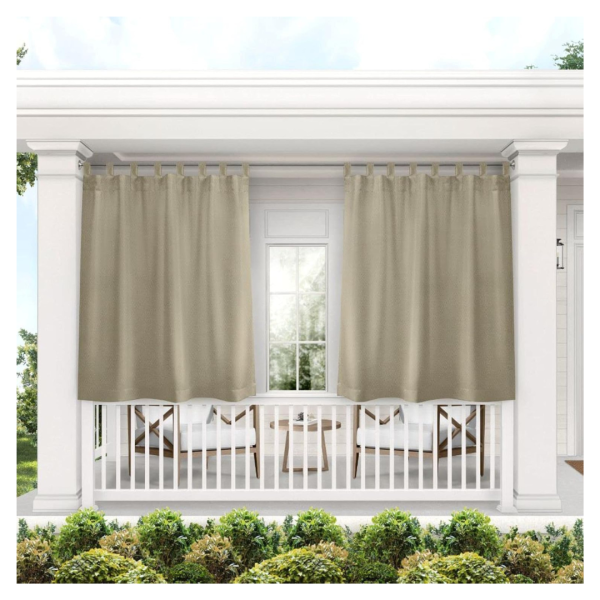 2-Set (144 x54 ) Solid Cabana Tab Top Curtain Panels Taupe Online Sale