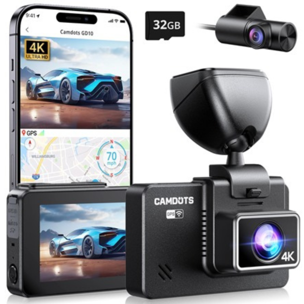 Camdots GD10 4K 1080p Front & Rear Dual Dash Cam w  3  IPS Touchscreen Online