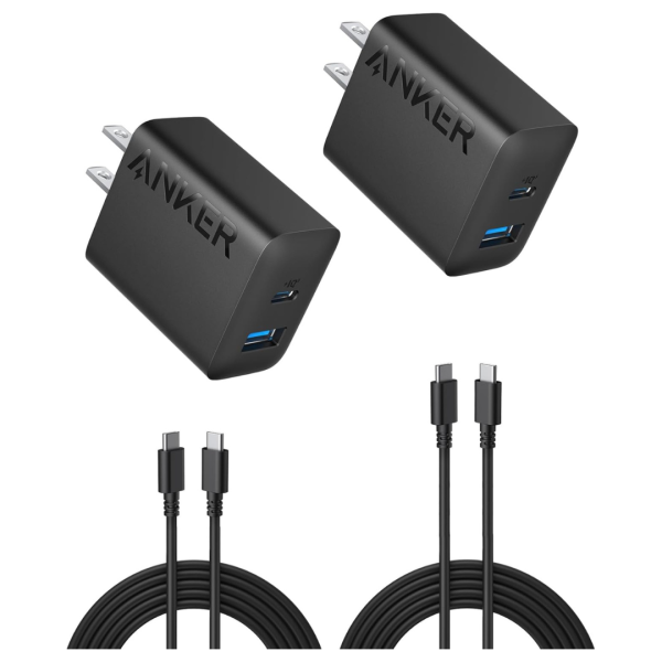 2-Pack Anker 20W Dual USB Port Wall Charger Adapter W 5ft USB-C Cable Discount