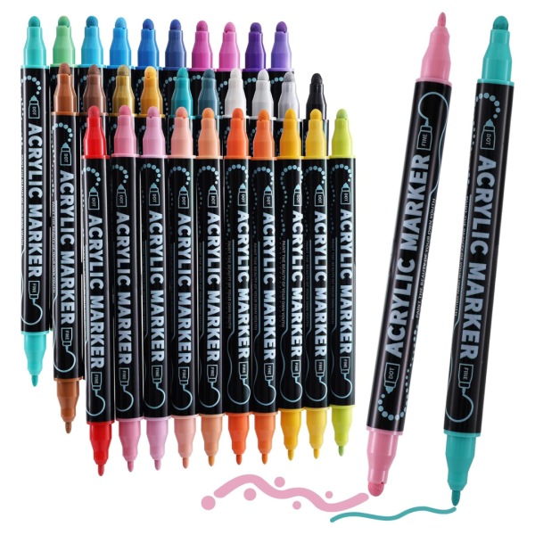 Nauets 30 Colors Waterproof Dual Tip Acrylic Paint Pens Online