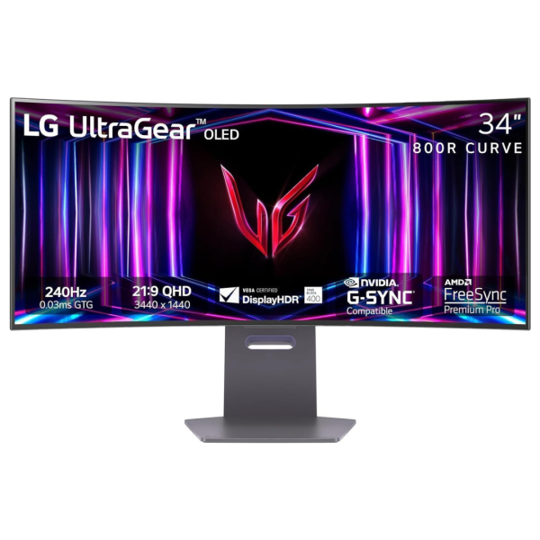 LG UltraGear 34GS95QE-B 34  WQHD 240Hz HDR Freesync and G-SYNC Compatible Monitor Supply