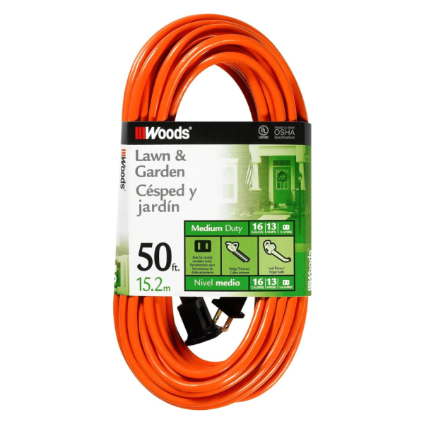 Woods 50ft 2-pronged 16 2 SJTW General Purpose Extension Cord Sale