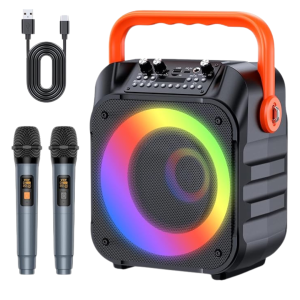 MOYLEAF Portable Karaoke Machine With Two Wireless Microphones Supply