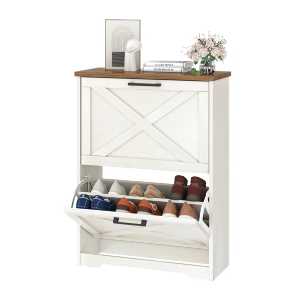 Gracie Oaks Shoe Cabinet Storage With 2 Flip Drawers Online Sale