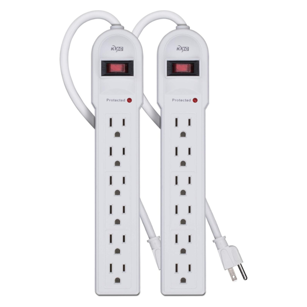 KMC 6-Outlet Surge Protector Power Strip (2-Pack) Online Hot Sale