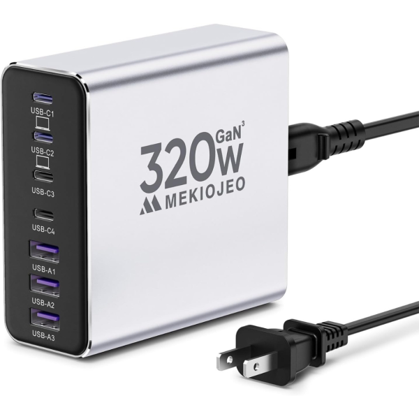 Aluminum Alloy 320W USB C Charger 7 Port Fast Charging Station Online
