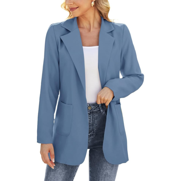Dazosue Women s Slim Buttonless Open Front Blazers Online
