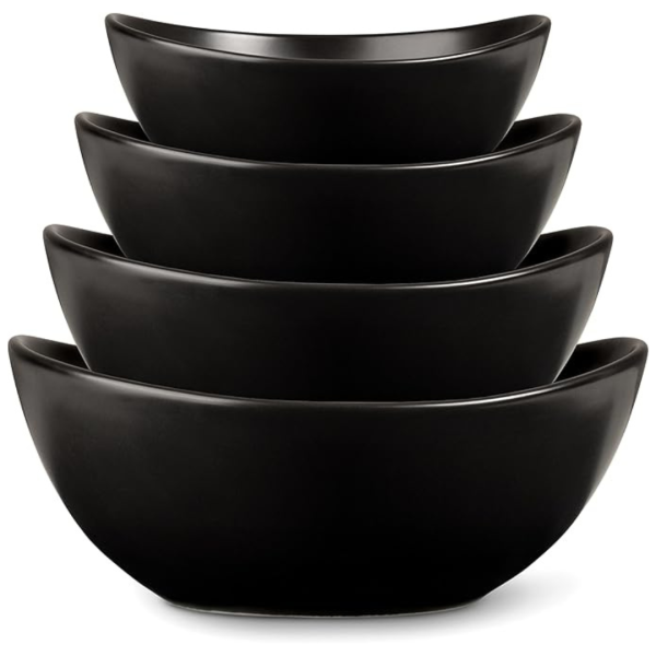4 Pack Microwave & Dishwasher Safe Ceramic Serving Bowls (Black & White) For Cheap