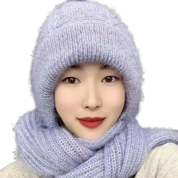 New Plush and Thickened Scarf Integrated Wind and Snow Hat, Autumn and Winter Squirrel Fluff Thread Hat for Warmth Sale - Image 5
