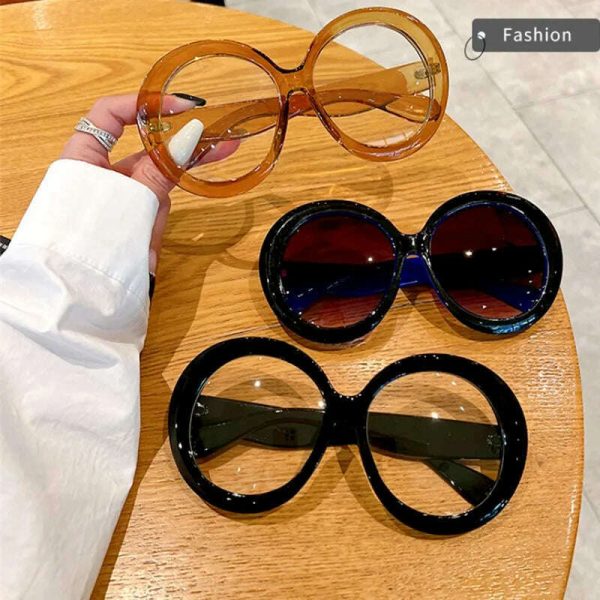 2023 Plastic Classic Vintage Sunglasses Woman Oversized Round Frame Luxury Brand Designer Female Glasses Big Shades Oculos New Cheap